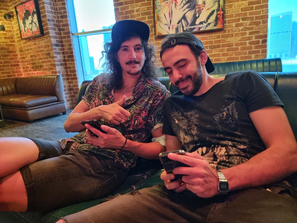 Tristan Surina and Frank Bassiouni relaxing together